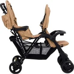 Niños vidaXL Transporte De Bebés-Carrito para gemelos tandem de acero gris