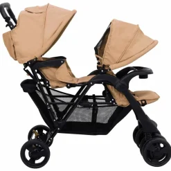 Niños vidaXL Transporte De Bebés-Carrito para gemelos tandem de acero gris
