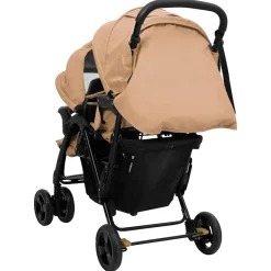 Niños vidaXL Transporte De Bebés-Carrito para gemelos tandem de acero gris