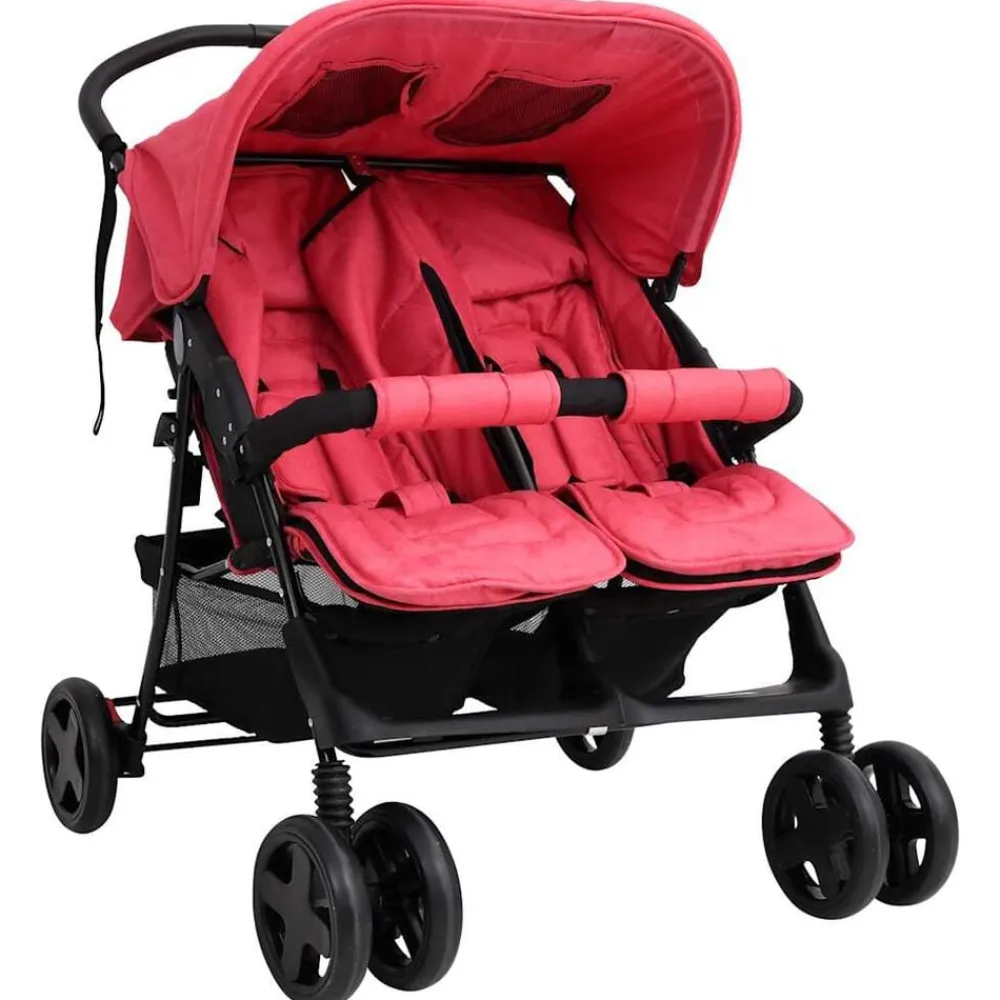 vidaXL Carrito para gemelos de acero Rojo Hot