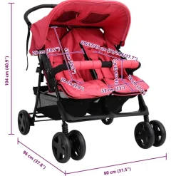 vidaXL Carrito para gemelos de acero Rojo Hot