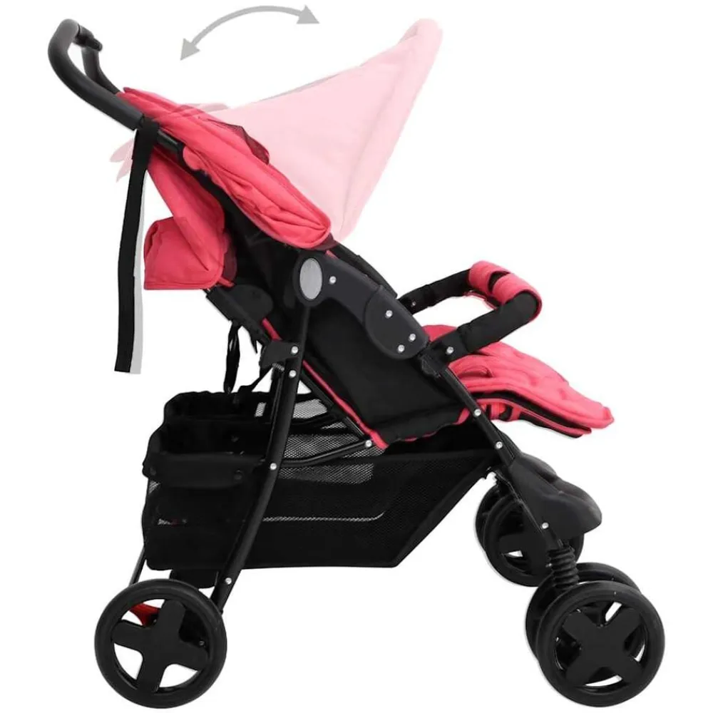 vidaXL Carrito para gemelos de acero Rojo Hot