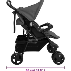 vidaXL Carrito para gemelos de acero Gris oscuro Best