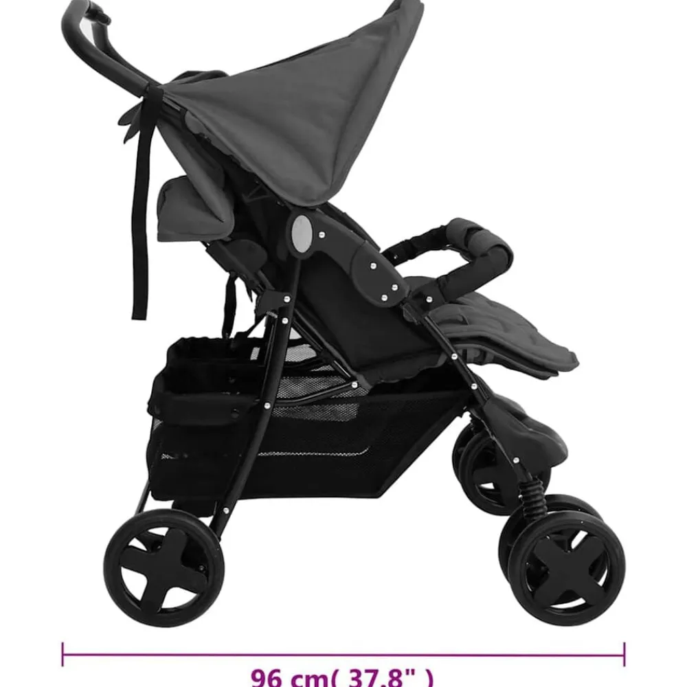 vidaXL Carrito para gemelos de acero Gris oscuro Best