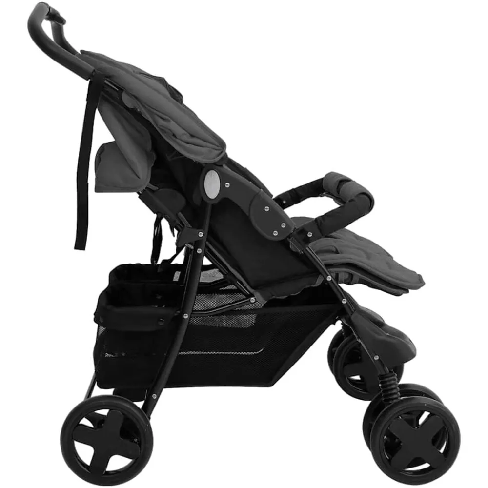 vidaXL Carrito para gemelos de acero Gris oscuro Best
