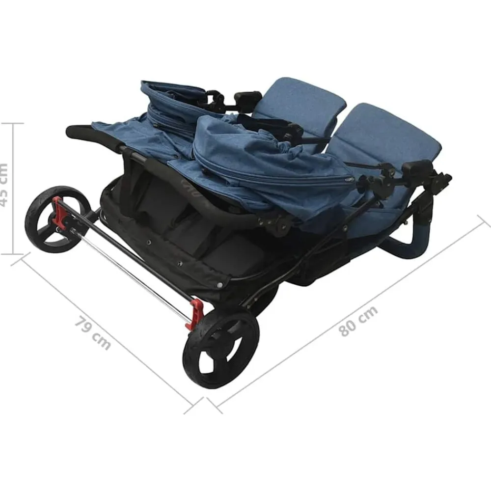 Niños vidaXL Transporte De Bebés-Carrito para gemelos de acero