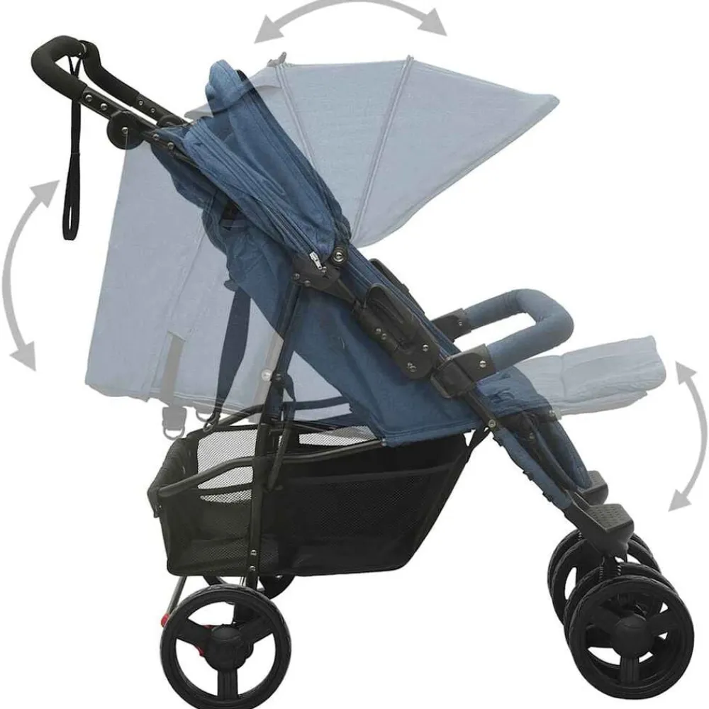 Niños vidaXL Transporte De Bebés-Carrito para gemelos de acero