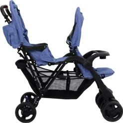 Niños vidaXL Transporte De Bebés-Carrito para gemelos tandem de acero