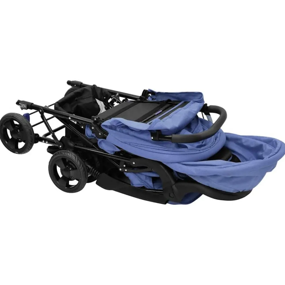 Niños vidaXL Transporte De Bebés-Carrito para gemelos tandem de acero