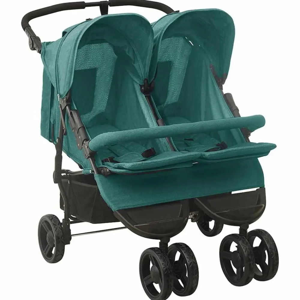 Niños vidaXL Transporte De Bebés-Carrito para gemelos de acero