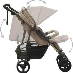 vidaXL Carrito para gemelos de acero gris taupe Taupé Outlet