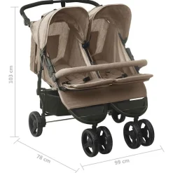 vidaXL Carrito para gemelos de acero gris taupe Taupé Outlet