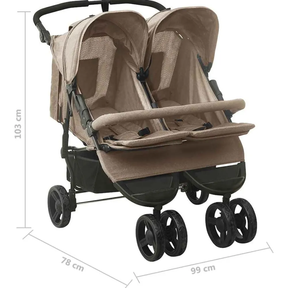 vidaXL Carrito para gemelos de acero gris taupe Taupé Outlet