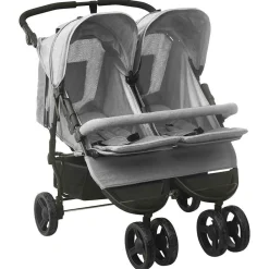 Niños vidaXL Transporte De Bebés-Carrito para gemelos de acero