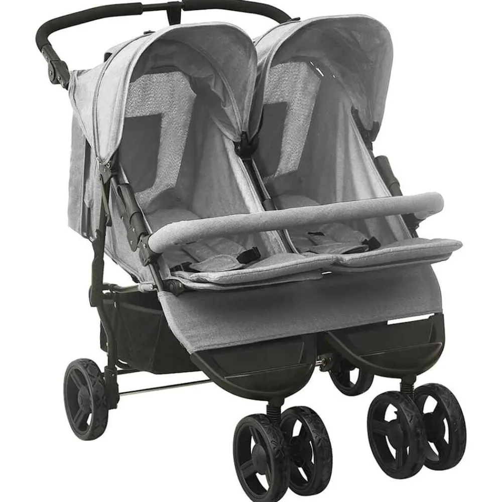Niños vidaXL Transporte De Bebés-Carrito para gemelos de acero