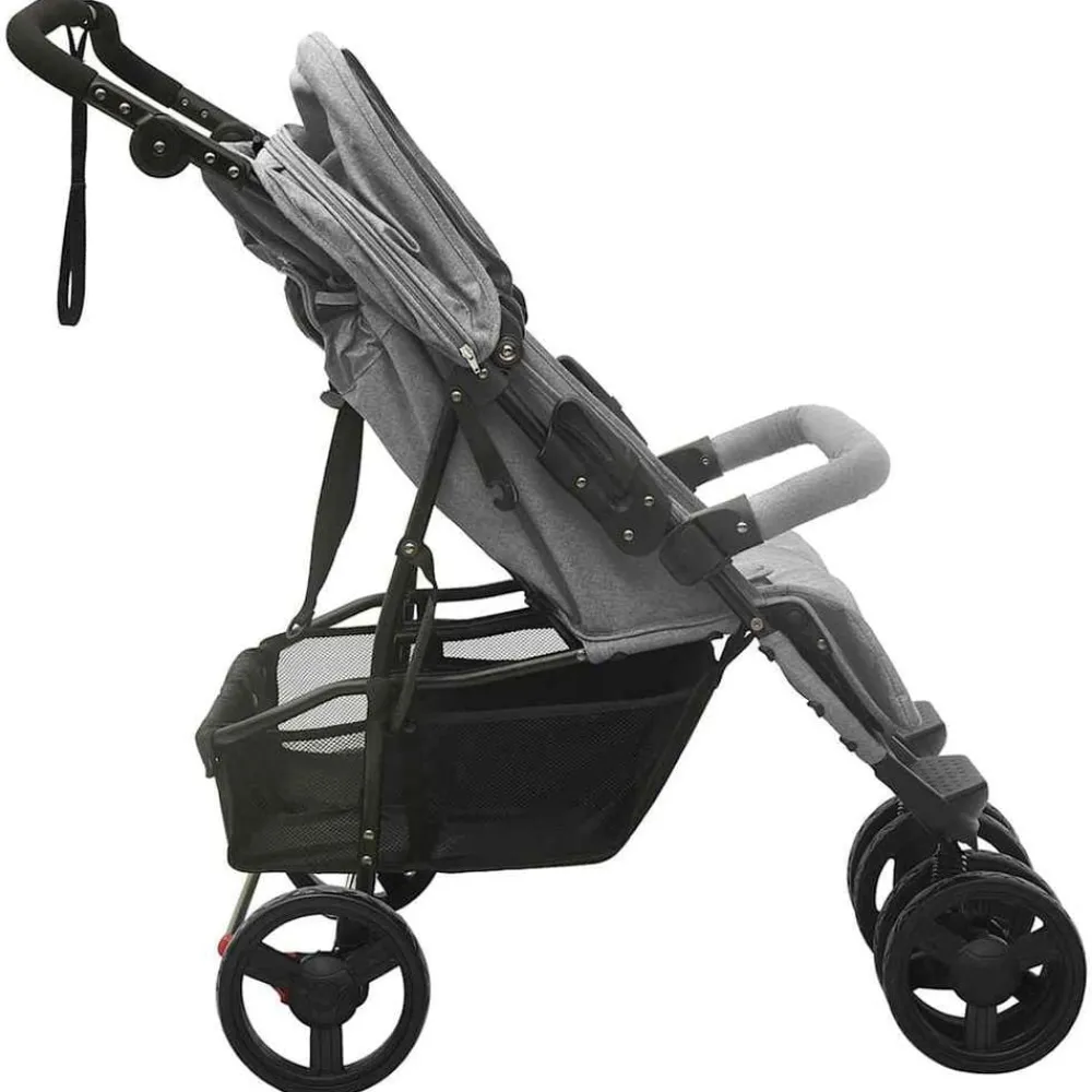 Niños vidaXL Transporte De Bebés-Carrito para gemelos de acero