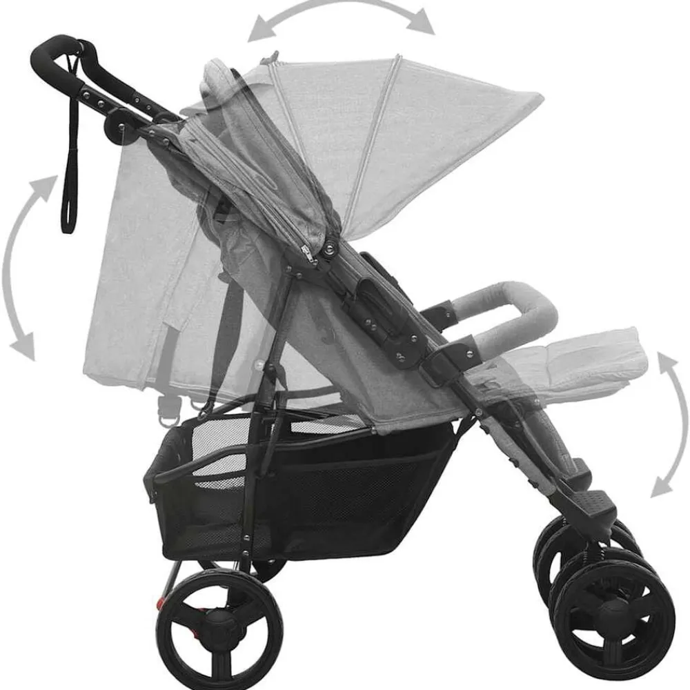 Niños vidaXL Transporte De Bebés-Carrito para gemelos de acero