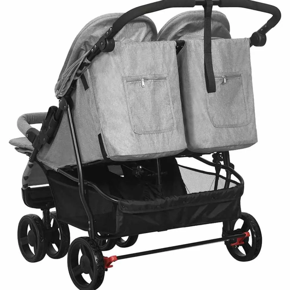 Niños vidaXL Transporte De Bebés-Carrito para gemelos de acero