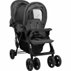 Niños vidaXL Transporte De Bebés-Carrito para gemelos tandem de acero