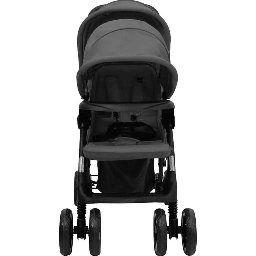 Niños vidaXL Transporte De Bebés-Carrito para gemelos tandem de acero