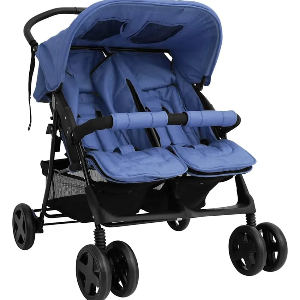 Niños vidaXL Transporte De Bebés-Carrito para gemelos de acero