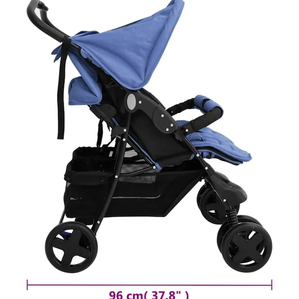 Niños vidaXL Transporte De Bebés-Carrito para gemelos de acero