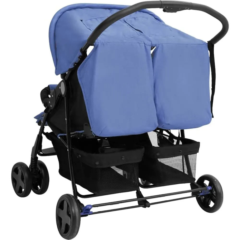 Niños vidaXL Transporte De Bebés-Carrito para gemelos de acero