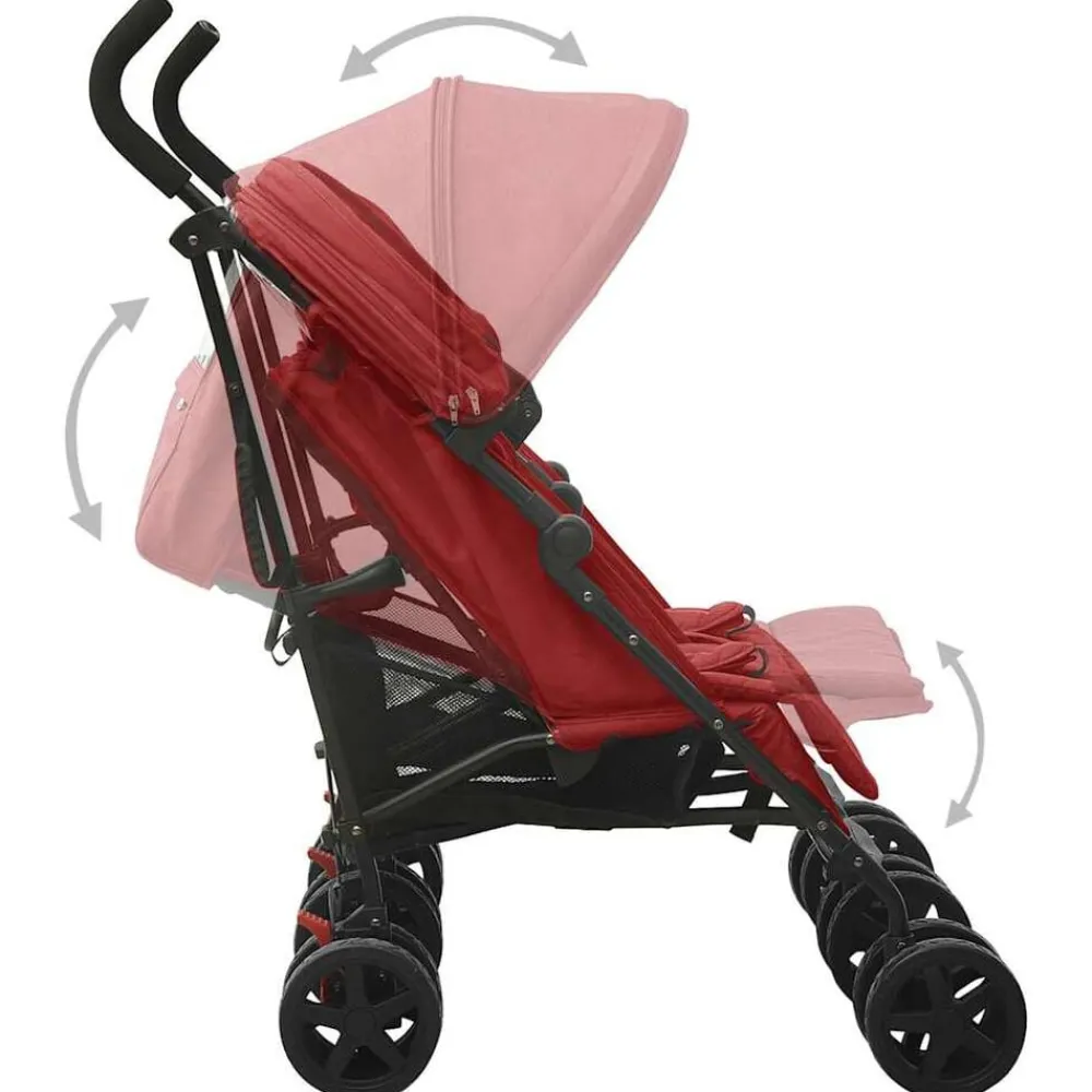 vidaXL Carrito para gemelos de acero Rojo Best