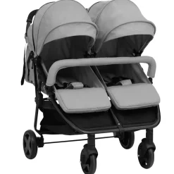 vidaXL Carrito para gemelos de acero y negro Gris claro Outlet