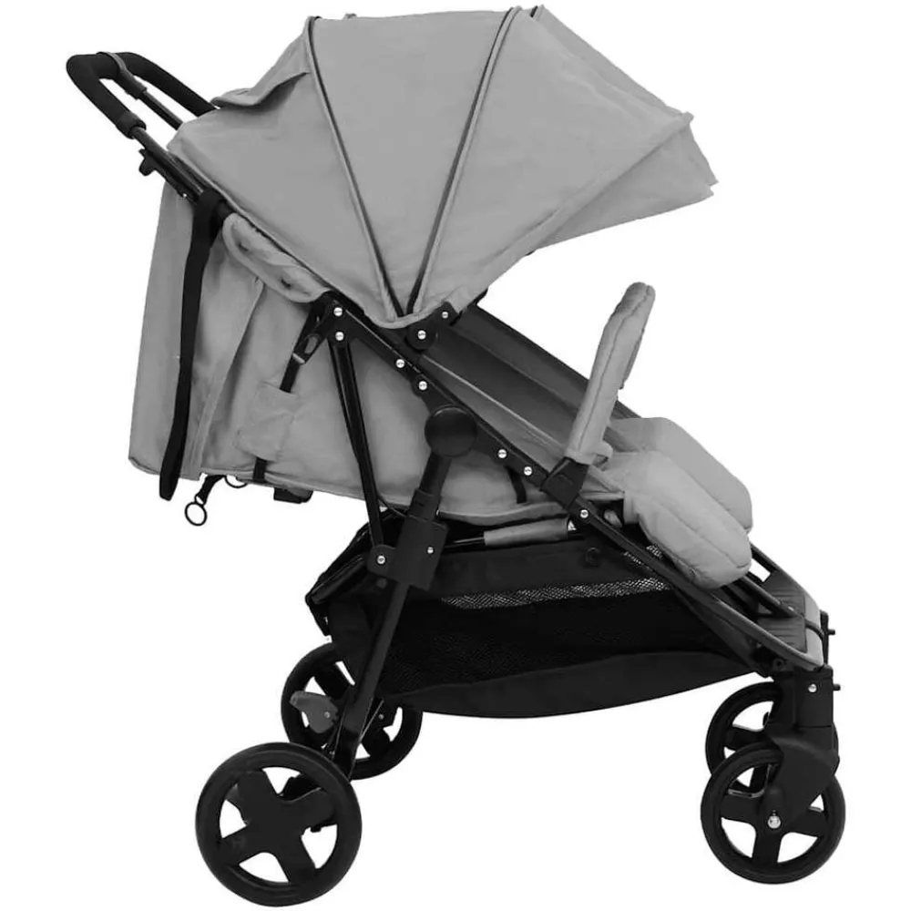 vidaXL Carrito para gemelos de acero y negro Gris claro Outlet