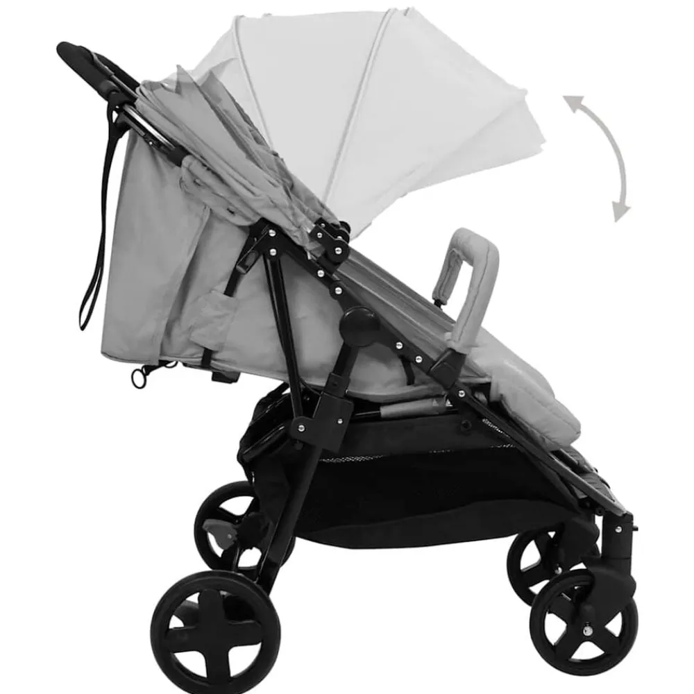 vidaXL Carrito para gemelos de acero y negro Gris claro Outlet