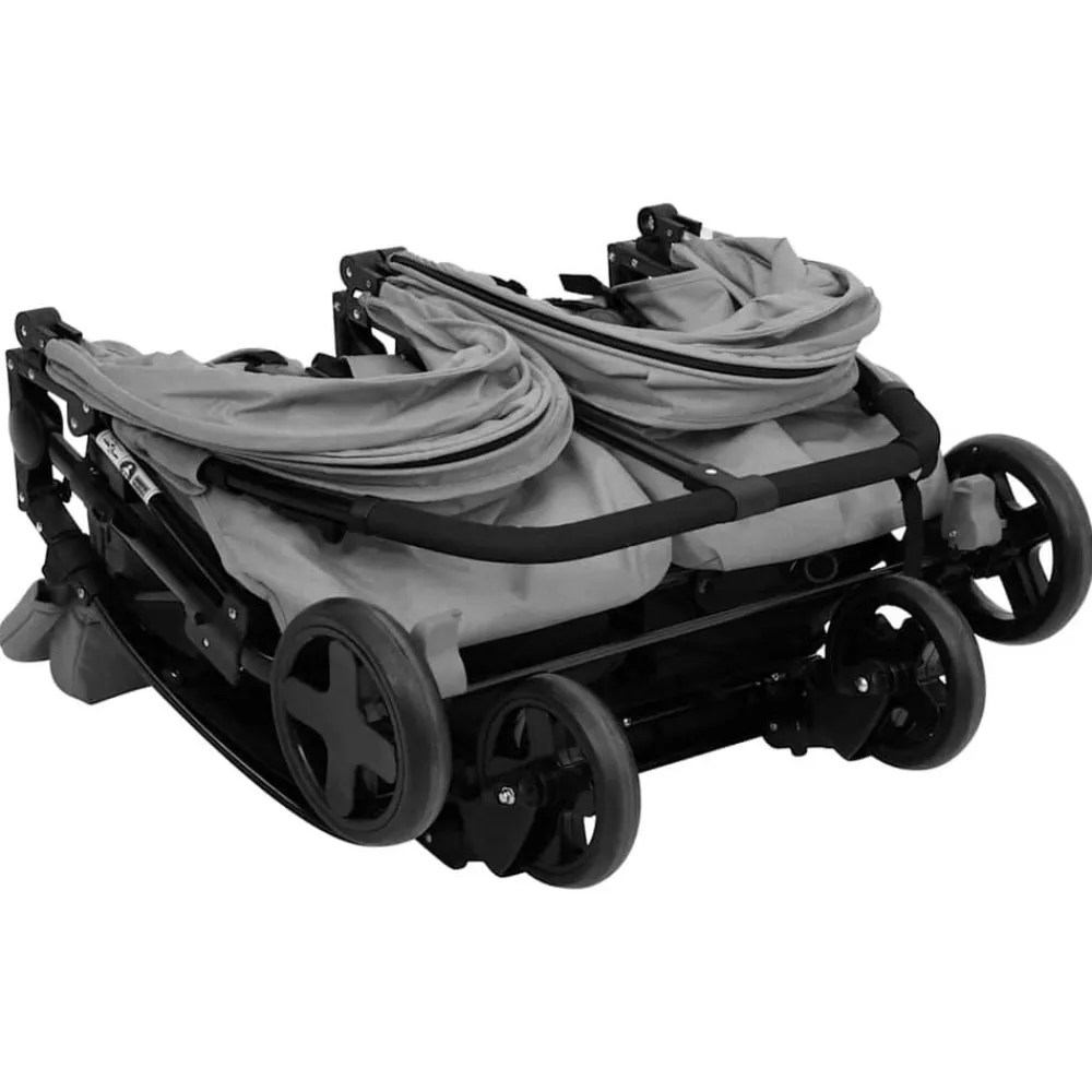 vidaXL Carrito para gemelos de acero y negro Gris claro Outlet