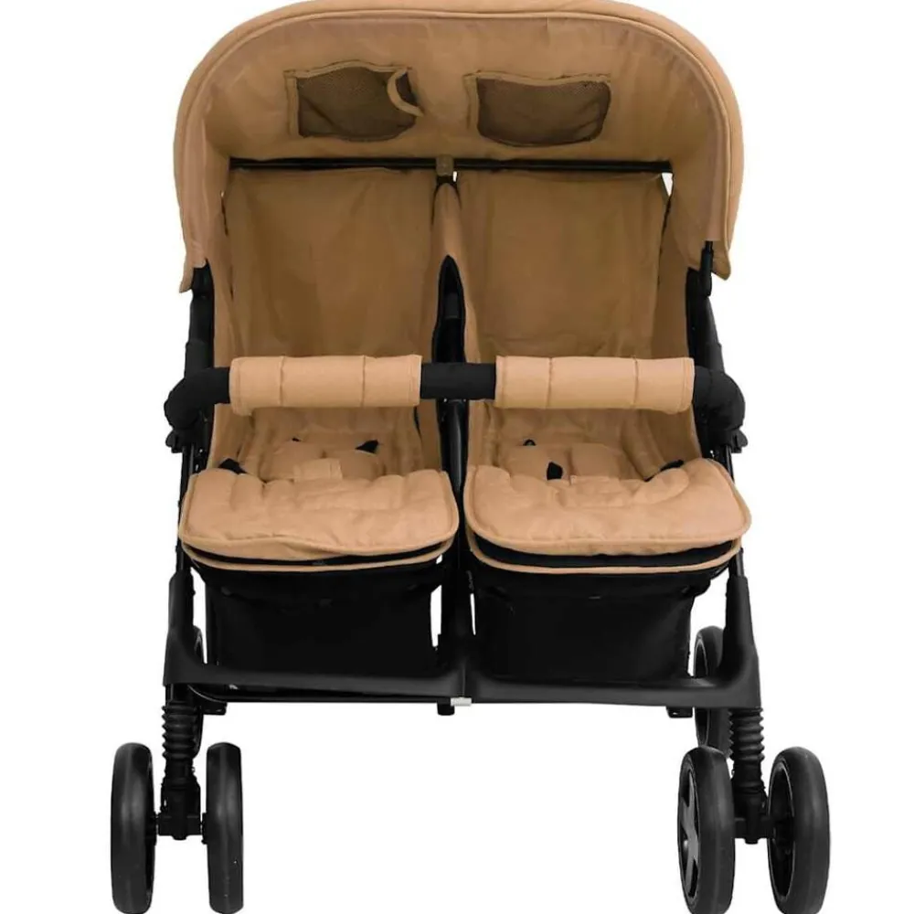 Niños vidaXL Transporte De Bebés-Carrito para gemelos de acero gris