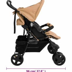 Niños vidaXL Transporte De Bebés-Carrito para gemelos de acero gris