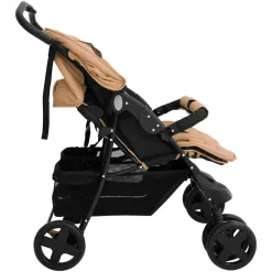 Niños vidaXL Transporte De Bebés-Carrito para gemelos de acero gris
