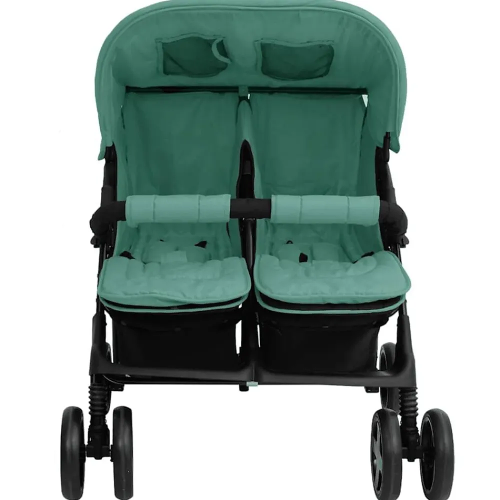 vidaXL Carrito para gemelos de acero Verde Clearance