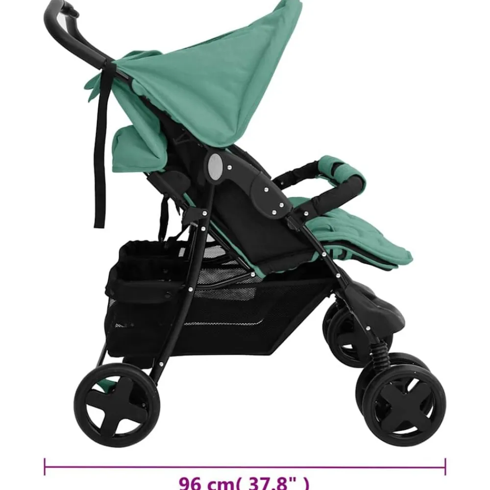 vidaXL Carrito para gemelos de acero Verde Clearance