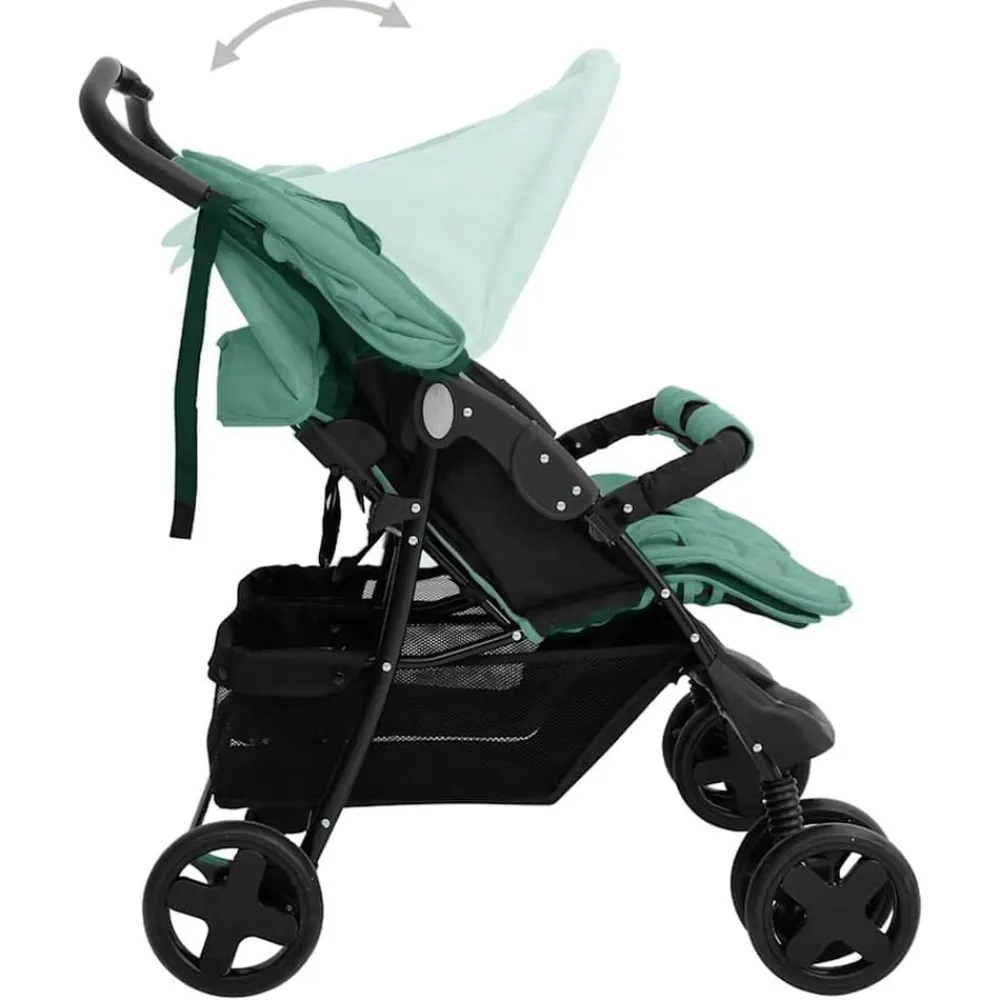 vidaXL Carrito para gemelos de acero Verde Clearance