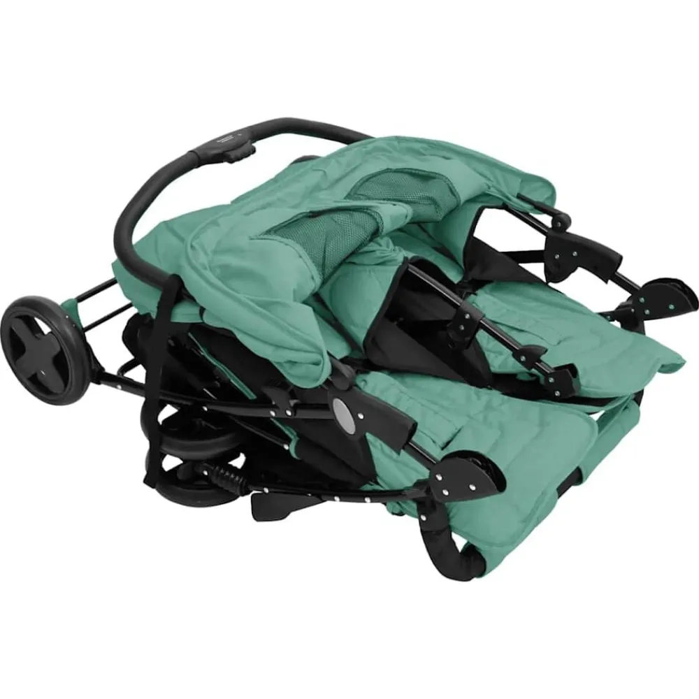 vidaXL Carrito para gemelos de acero Verde Clearance