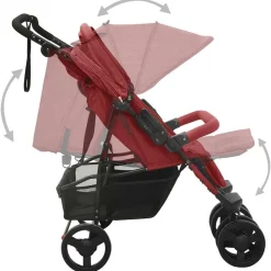 Niños vidaXL Transporte De Bebés-Carrito para gemelos de acero