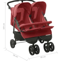Niños vidaXL Transporte De Bebés-Carrito para gemelos de acero
