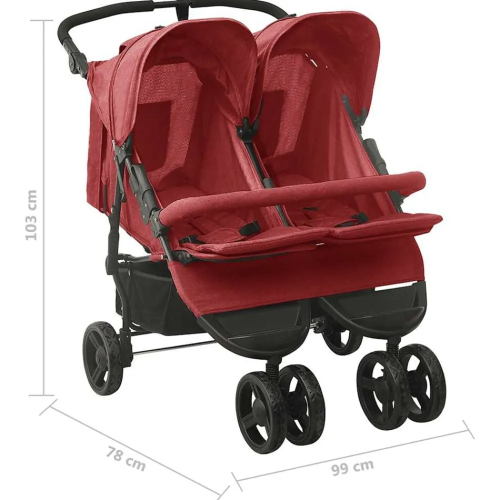 Niños vidaXL Transporte De Bebés-Carrito para gemelos de acero