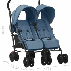 vidaXL Carrito para gemelos de acero Azul marino Outlet