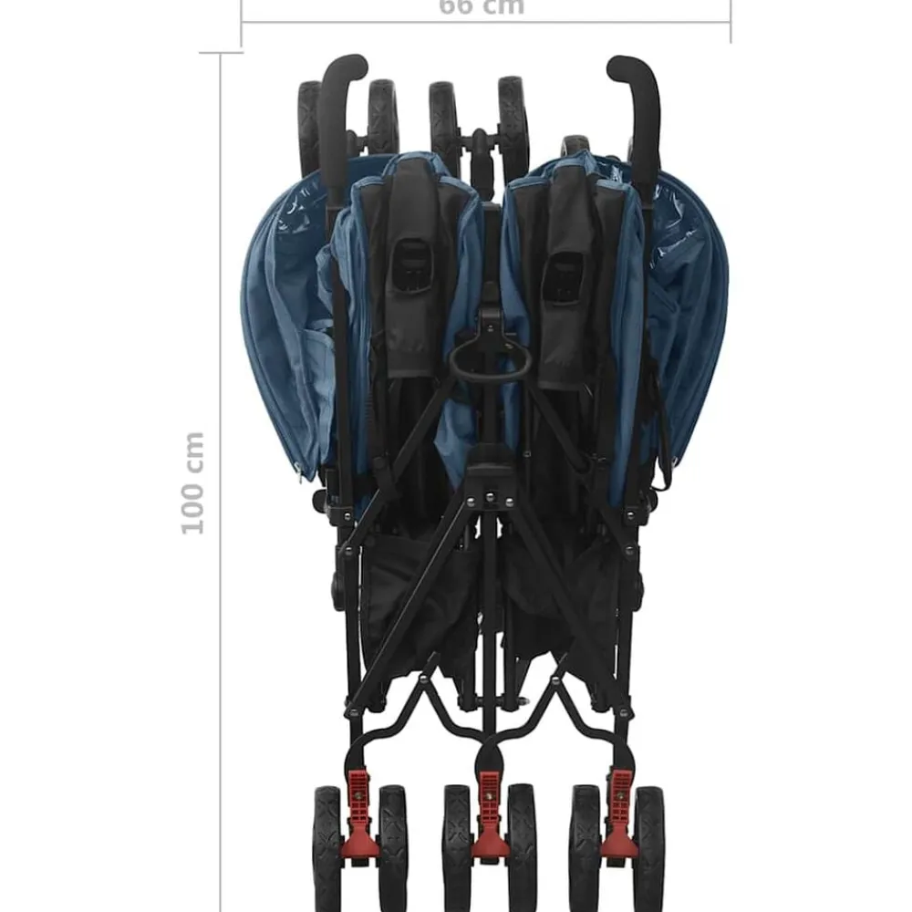 vidaXL Carrito para gemelos de acero Azul marino Outlet
