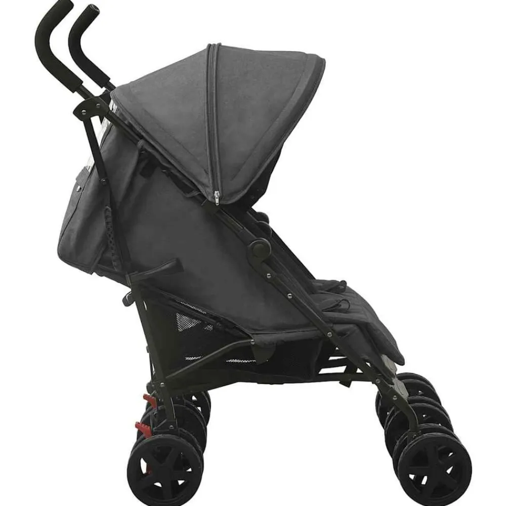 vidaXL Carrito para gemelos de acero gris Antracita Clearance