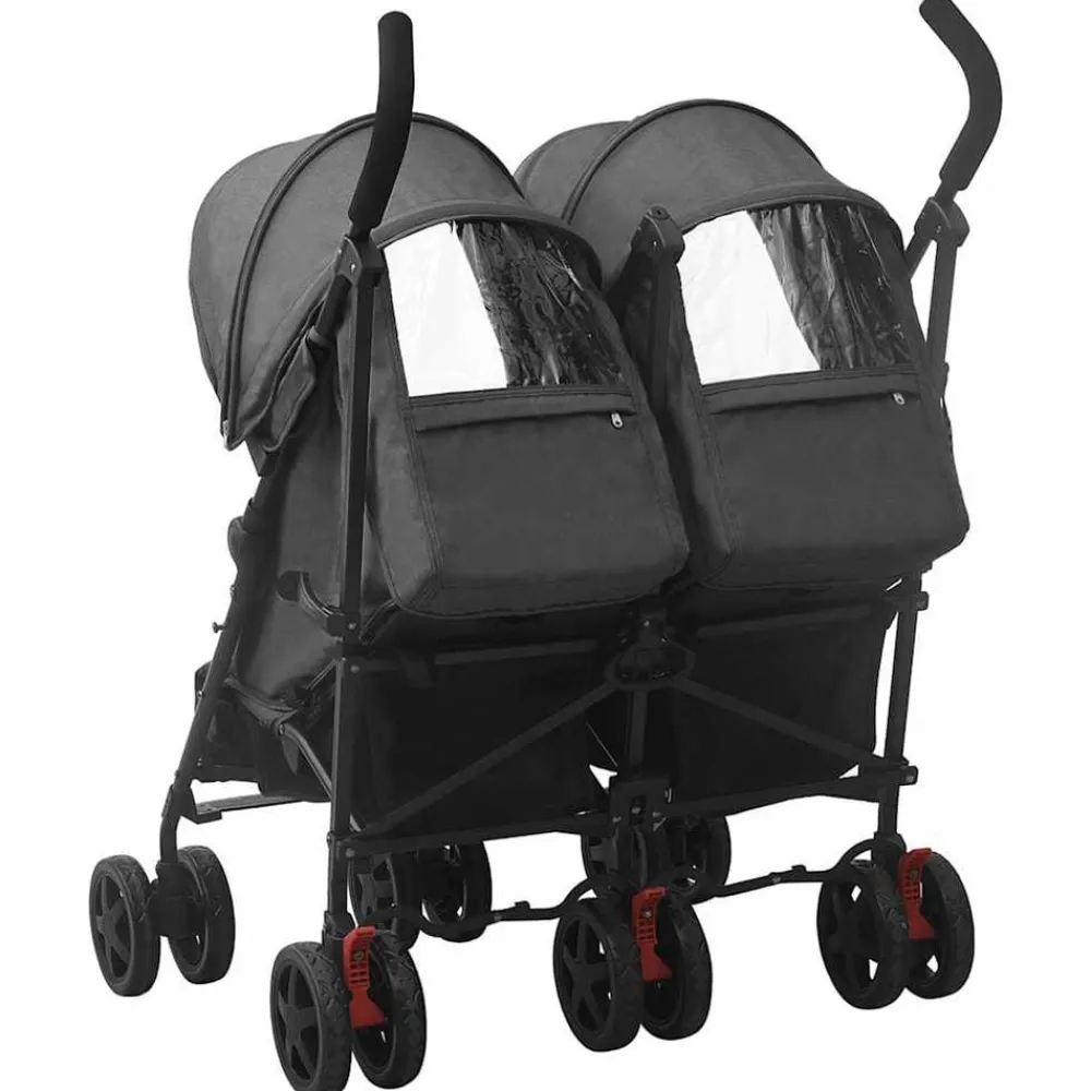 vidaXL Carrito para gemelos de acero gris Antracita Clearance