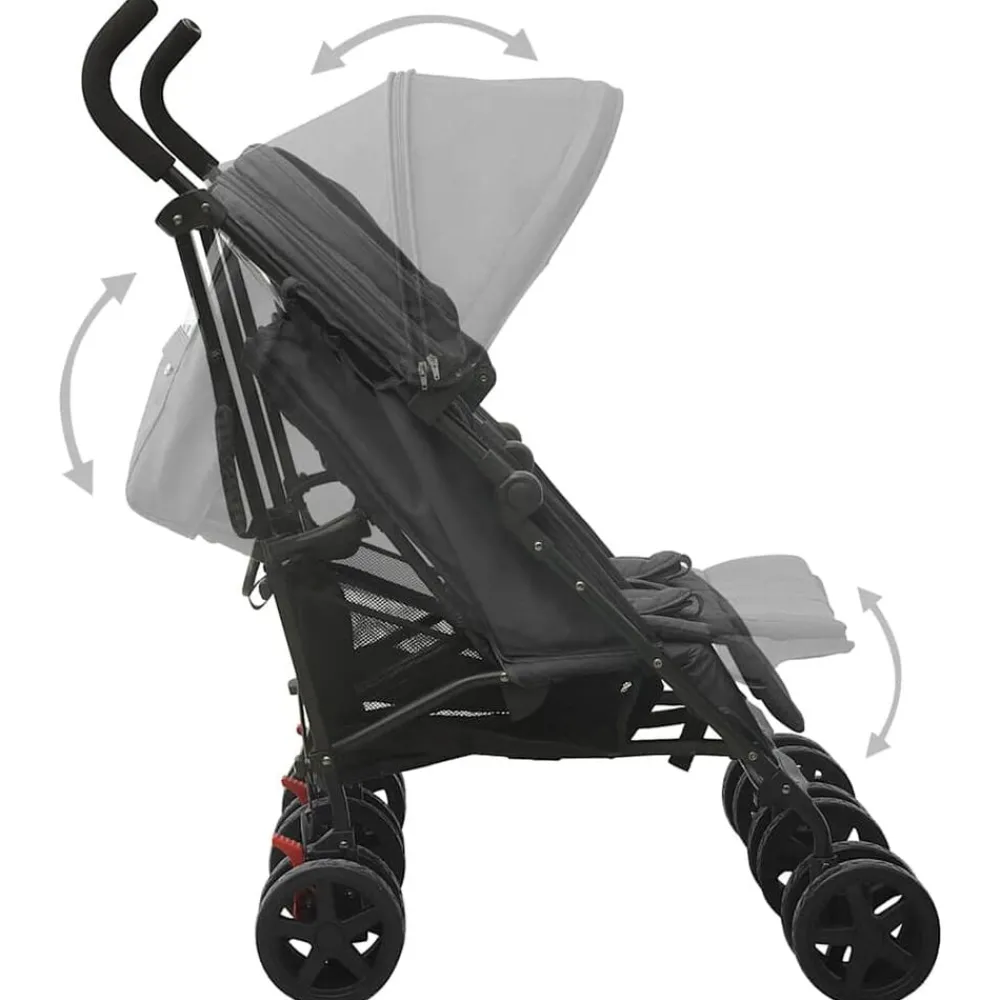 vidaXL Carrito para gemelos de acero gris Antracita Clearance