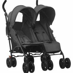 vidaXL Carrito para gemelos de acero gris Antracita Clearance