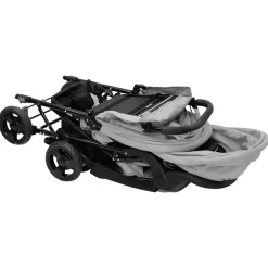 vidaXL Carrito para gemelos tandem de acero Gris claro Discount