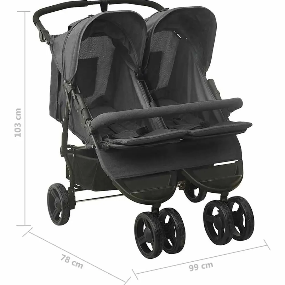 vidaXL Carrito para gemelos de acero gris Antracita Online